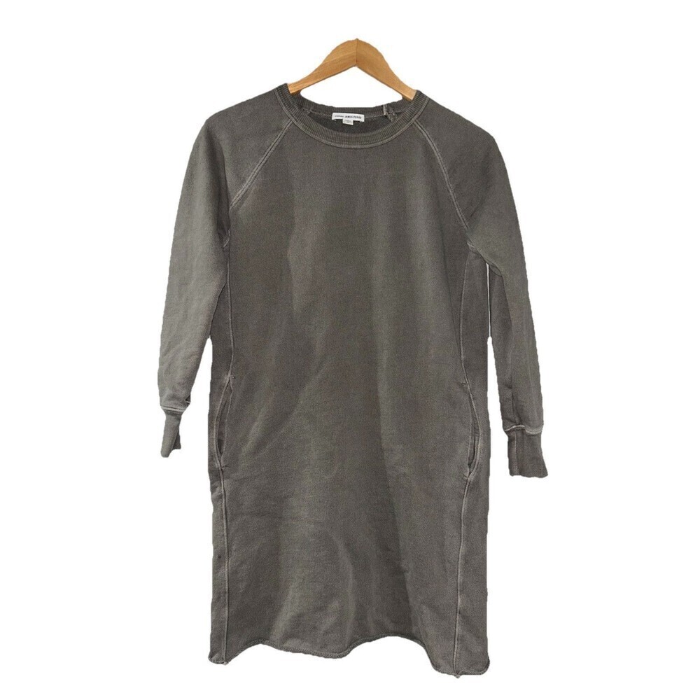 James Perse Sweatshirt Dress French Terry Crew Long Sleeve Size 0